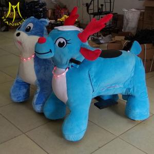 China Hansel 2018 shopping mall unicorn electronic ride on toy stuffed animals on wheels wholesale
