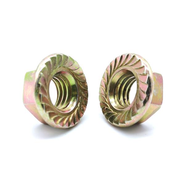 M5-M20 DIN 6923 Carbon Steel Flange Nuts Yellow Zinc Steel Grade 8 Serrated Hex