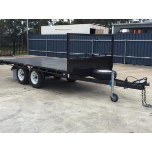 China 14 x 8ft Hydraulic Tipping Flat Top Tandem Trailer With Disc Brakes / LED Lights wholesale