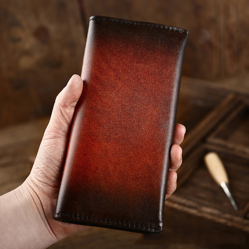 Anti-Theft Cowhide Japanese and Korean Trendy Long Wallet in First Layer Leather