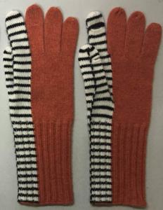 China Cashmere Intarsia Knitted Gloves With Fingers / Asymmetric Stripe Pattern wholesale