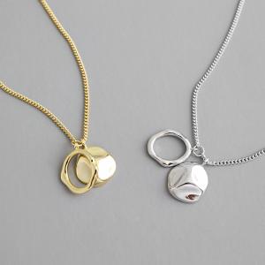 China Lanciashow 925 Sterling Silver Clavicle Chain Necklace With Geometric Irregular Circular Rings wholesale
