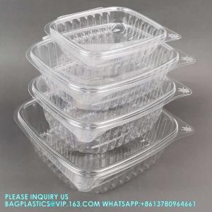 China 8oz 12oz 16oz 24oz 32oz 48oz Clear Plastic Pet Hinged Clamshell Fruit Salad Box Bowl Transparent Deli Container wholesale