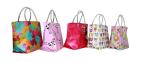 Reusable Orange PP Woven Shopping Bags With Transparent PVC Handle, Danceing
