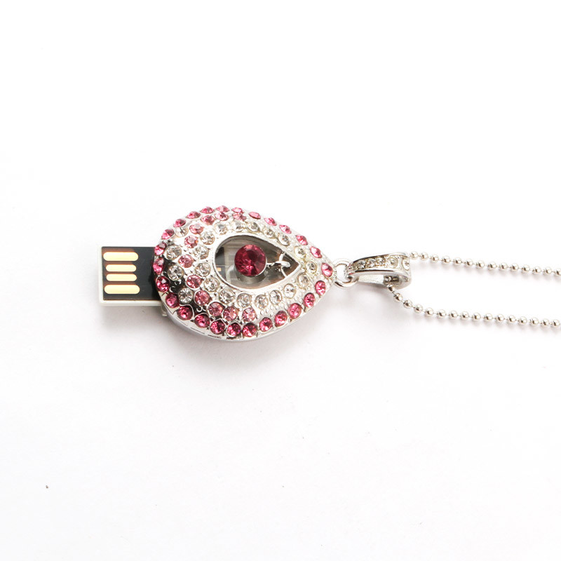 Heart Shaped Water Drop Necklace Crystal Usb Stick With Chips Hidden Inside