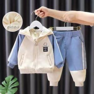 China Breathable Cotton Primary Children'S Clothing Boys' Hooded Suit With Zipper on sale