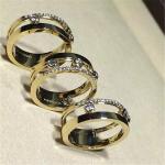 Luxury jewelry Mk Three drill sliding ring material 18k white gold yellow gold