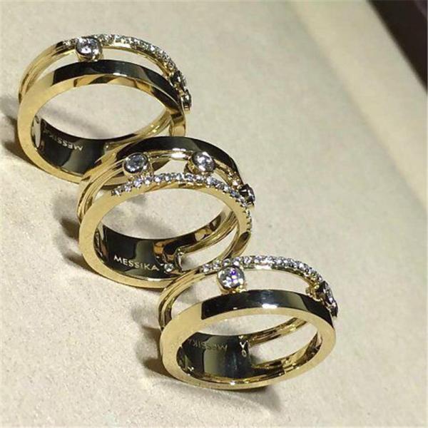 Luxury jewelry Mk Three drill sliding ring material 18k white gold yellow gold