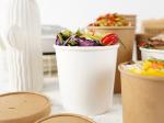 16oz - 50oz Food Grade White Paper Salad Bowl With Lid , Durable Kraft Bowls