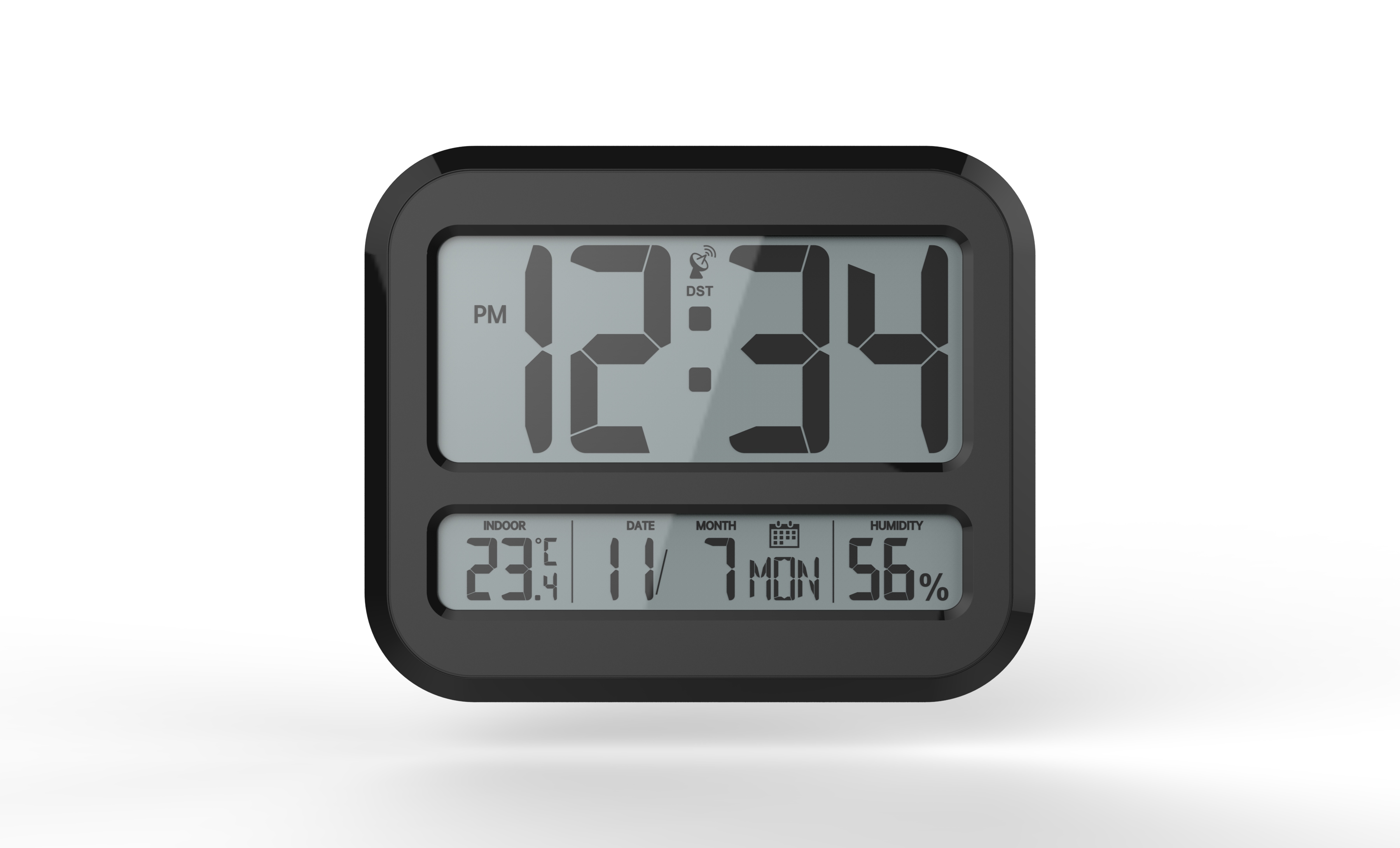 Indoor Temperature Radio Controlled Digital Clock Square Led Wall Clock 22.6 X 2.7 X 18.8cm