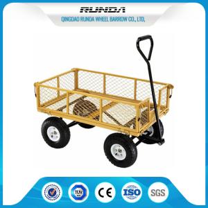 China Four Wheels Garden Mesh Cart SGS , Metal Garden Cart Wagon 1000lbs Load Capacity wholesale