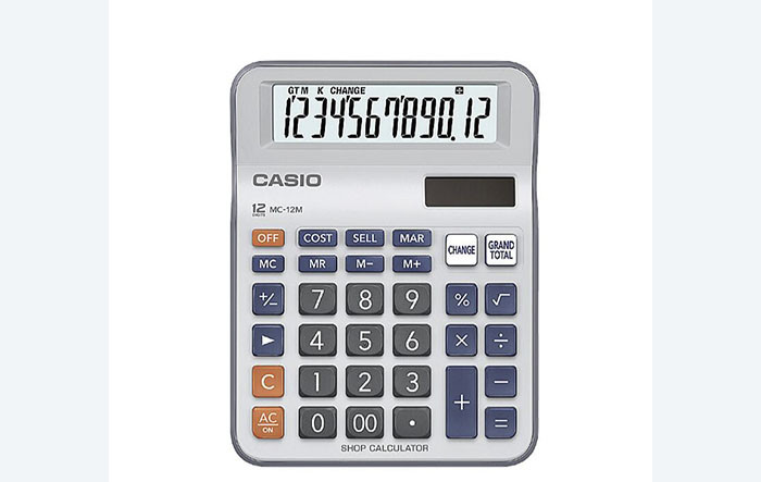 For Casio DC-12M Calculator Medium Change Machine MC-12M Financial Accounting 12 Figure Solar
