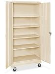 Double Door Unassembled Metal Adjustable Shelf Cabinet With Wheels