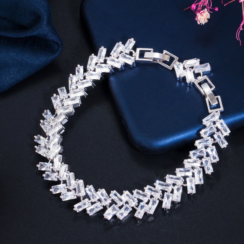 Fashion Bracelet Bangle for Women Captivate Bar Slider Brilliant CZ Rose Gold Color Jewelry CZ Crystal Bracelet Bangle