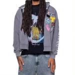 Autumn Custom Men'S Stone Acid Wash Cropped Boxy Embroidered Zip Up Hoodie