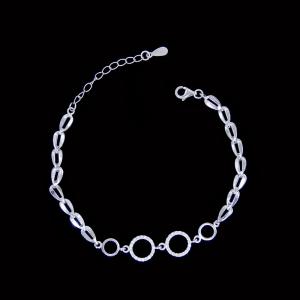 China Simple S925 Silver Charm Bracelet Round Style / Customized Silver Chain Bracelet wholesale