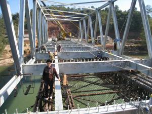 China Designed Span 6-60m Steel Truss Bridge Deck Type Steel Deck / Wood Deck wholesale