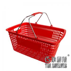 China Retail Store Wire Mesh Metal Shopping Basket Zinc Or Chromed on sale
