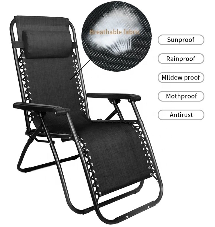 Steel Tube Textilene Sun Lounger Water Repellent For Seaside