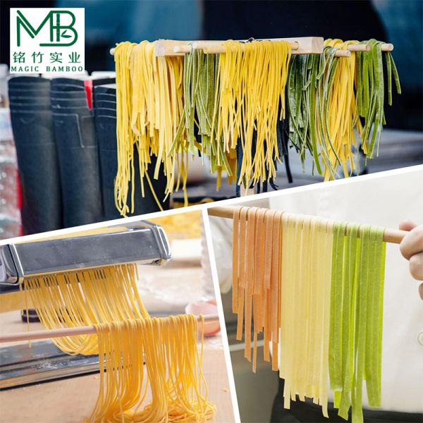 Bamboo Pasta Drying Rack With Transfer Rod For Restaurants