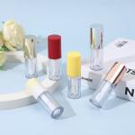 Round Plastic Lip Glaze Tube With Brush Various Colors Can Be Customized Logo
