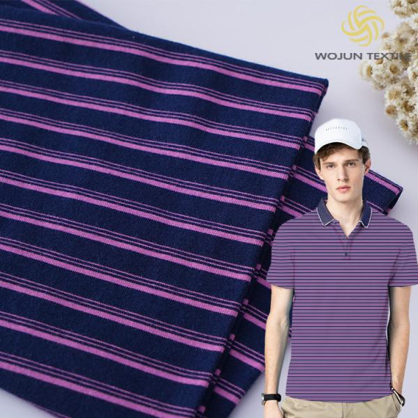 Soft Pure Cotton Plain Weave Striped Material Fabric For Polo Shirt Skin