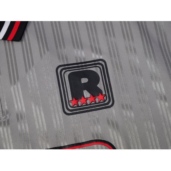 Customized Vintage Letter Puff Printed V-neck Oversized Fit Breathable Quick-dry Knitted Fabric 100% Polyester Short Sleeve