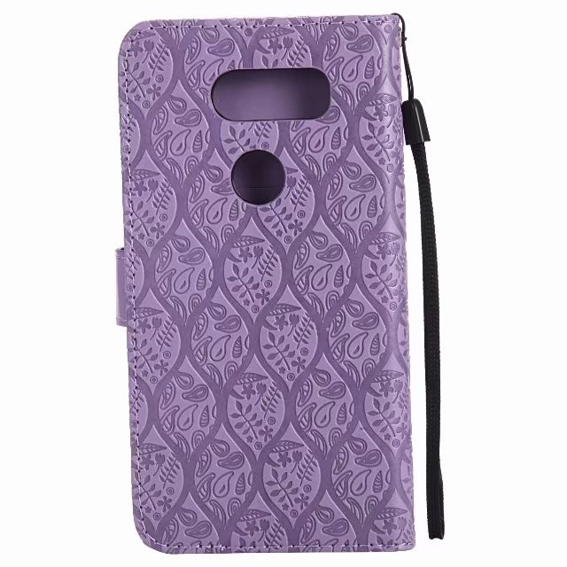 LG V30 Leather Protective Case with Flower Embossed Pattern