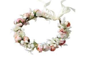 China 18cm Adjustable Colorful Ribbons Silk Flower Bridal Headpieces wholesale