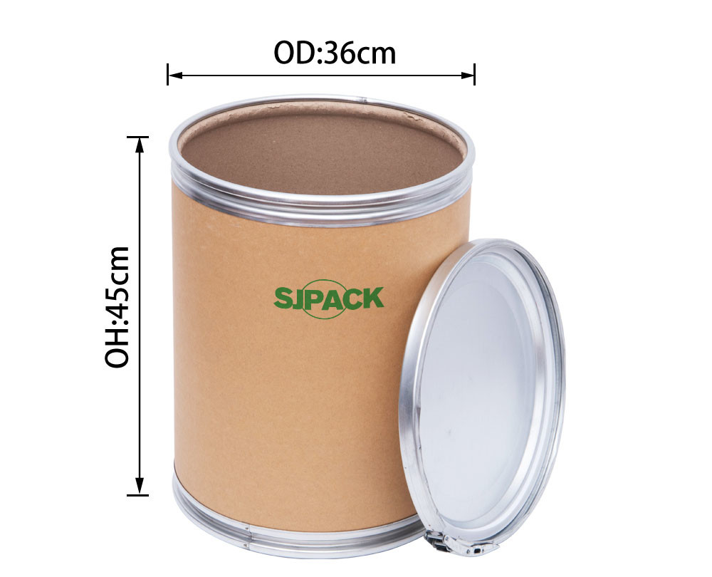 Metal Lid 10 Gallon Fiber Drum With Lid Lever Lock Ring For Chemicals