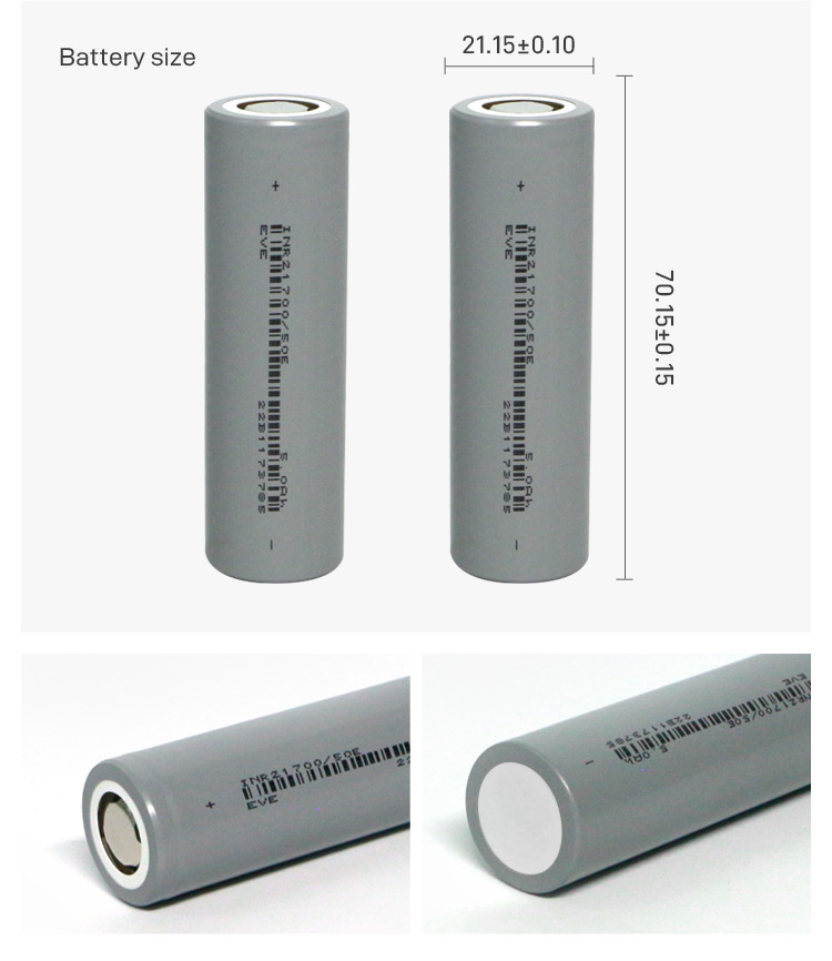 EVE 50E 5000mah 21700 Rechargeable Battery 3.6V High Voltage Battery