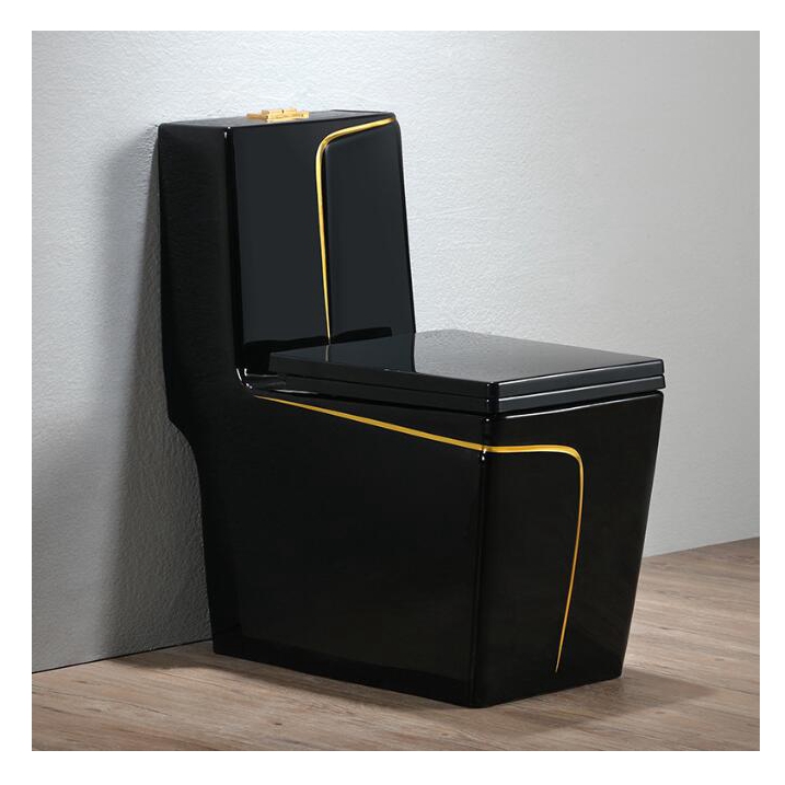 Traditional Design Style Luxury Black Toilet Set with Cleaning Environmental Glaze