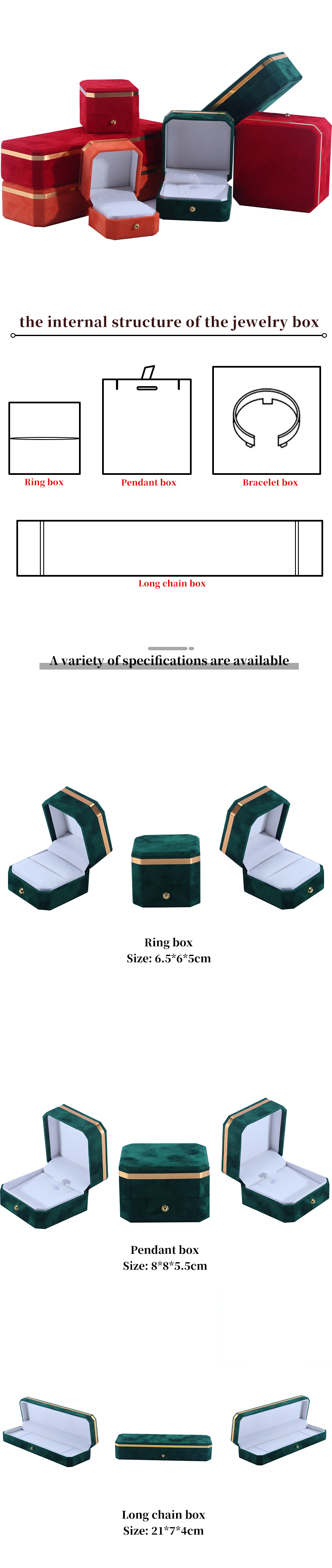 Custom Velvet Jewelry Packaging Box for Wedding Gifts Earrings and Rings from Hanhong