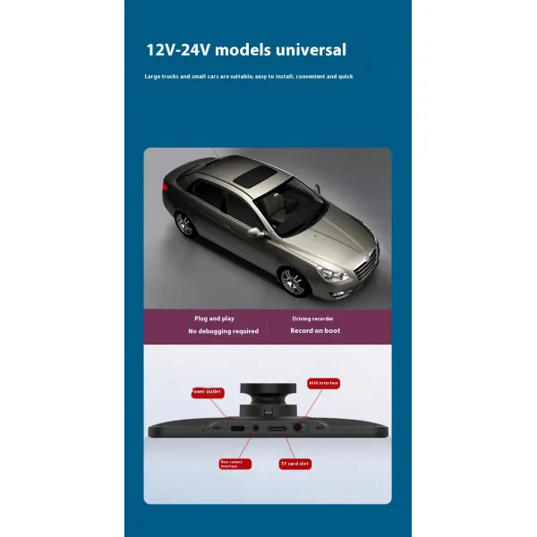 6.25 Inch Bluetooth Wireless Carplay Dashcam High Definition Recording