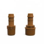 Plastic Irrigation Tubing Fittings 17mm Barbed Drip Brown Tee Connector