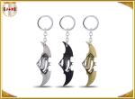 Game Sword Silver Brass Colored Metal Tiny Key Rings For Promotion Zinc Alloy