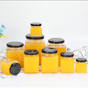 China Square Glass Storage Bottles 750ml 26.5oz Spice Jars With Black Lids wholesale