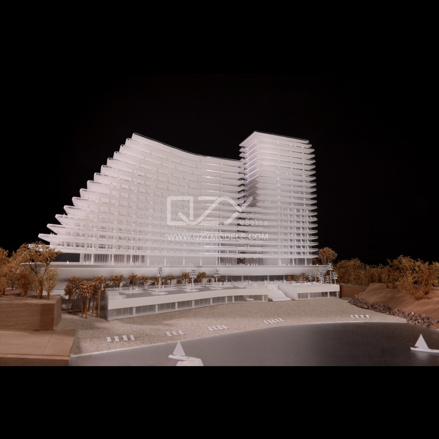 1/300 Monte Carlo Model 3D Architectural Model With CNC Cutting And No Illumination