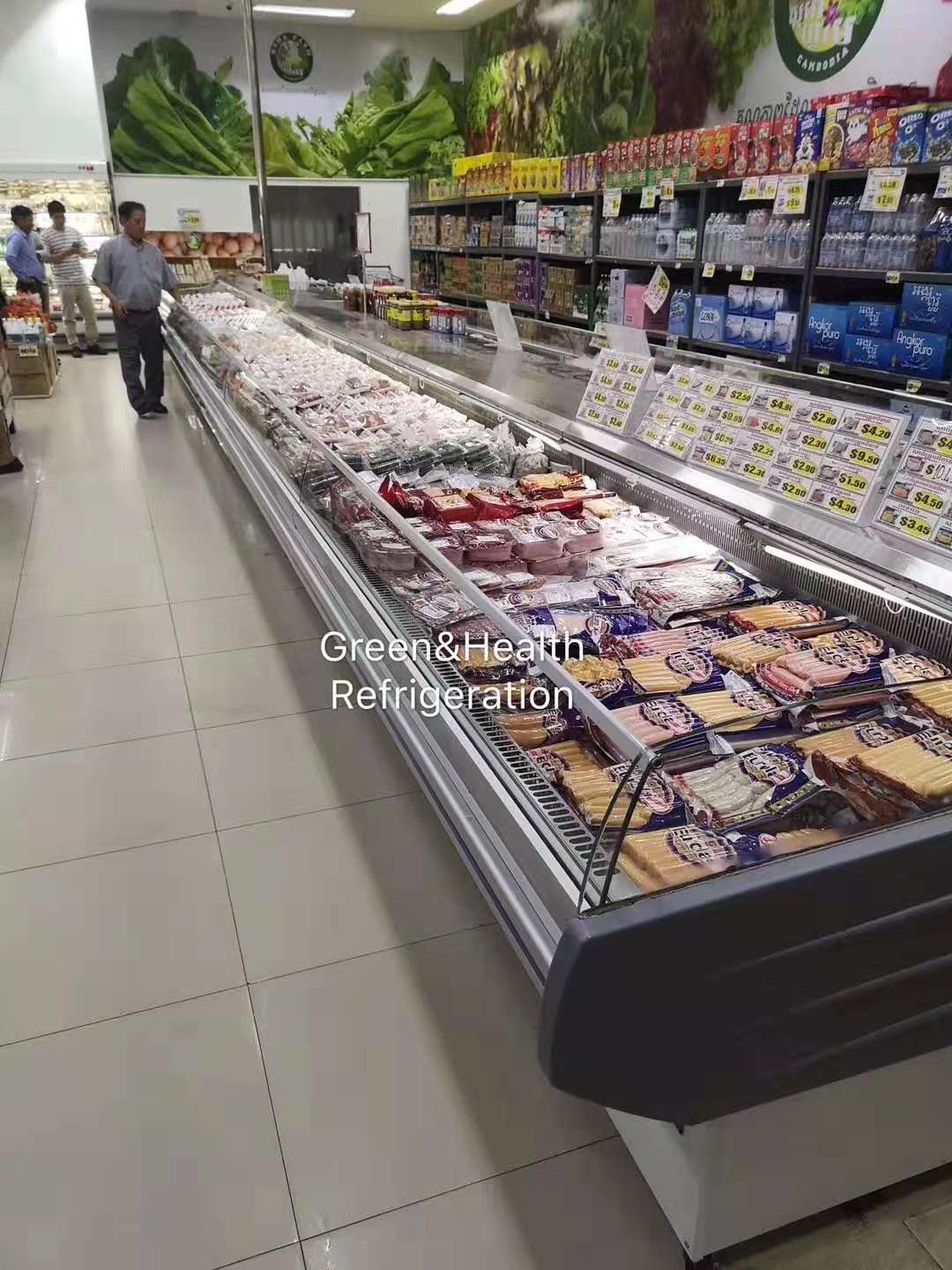 800L Horizontal Fish Meat Open Display Freezer For Butchery Shop