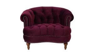 China Elegant rosa tufted accent chair burgundy wing armrest chair with velvet fabric wholesale