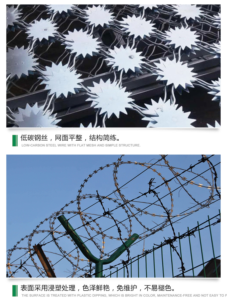 Galvanized and Powder Coated Barbed Wire Fence for Outdoor Perimeter Protection