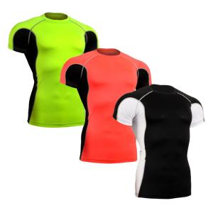 China Sun Protection Custom Rash Guard , Short Sleeve Swim Shirt Without Heavy Ink wholesale