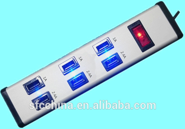 5V 2.4A and 1A USB 6-PORTS CHARGING STATION FOR iPad mobile MP3