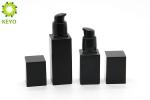 Matte Black Square Glass Foundation Bottle With Plastic Pump Cap 20ml 40ml
