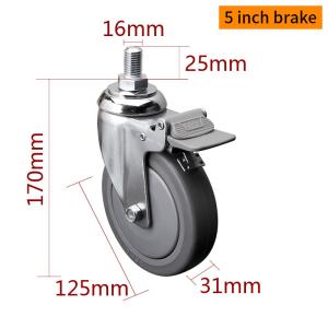 China Zinc Coating Medium Duty Caster Wheels 5 Inch Swivel Caster With Brake wholesale