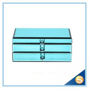 China Blue Glass Jewelry Box/ Large Mirror Jewelry Box/Wholesale Jewelry Box wholesale
