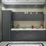 Commercial Metal Handle Adjustable PVC Kitchen Cabinet Particle Board