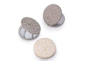 China Debossing Cosmetic Compact Mirror Purse Cute Pattern PU Leather wholesale