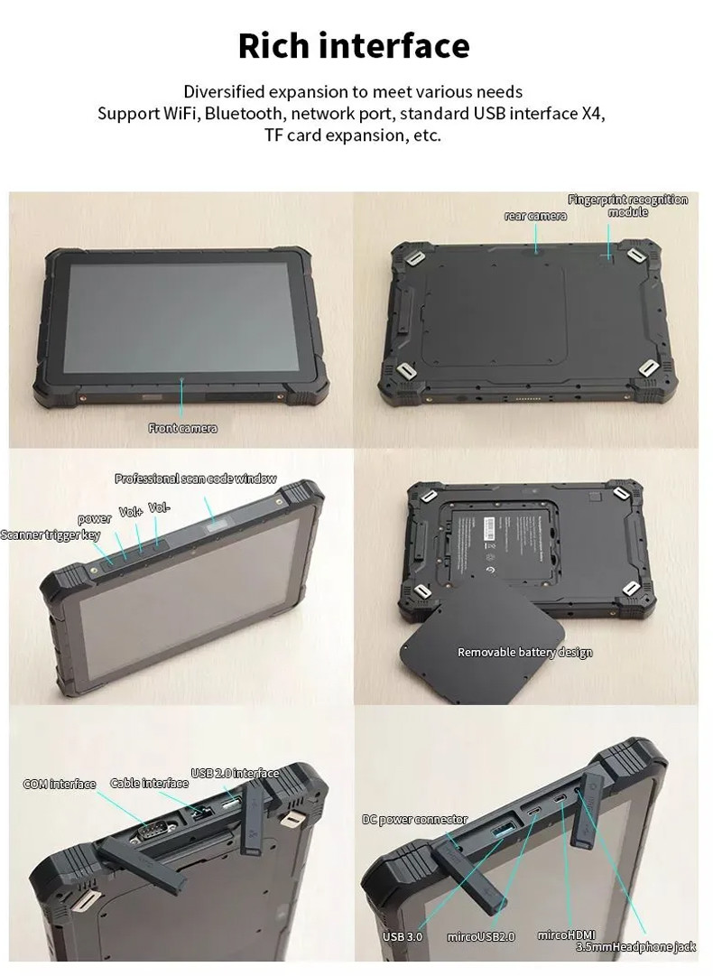 OEM ODM Rugged Tablet 10 Inch , 6000mAh Industrial Android Tablet PC
