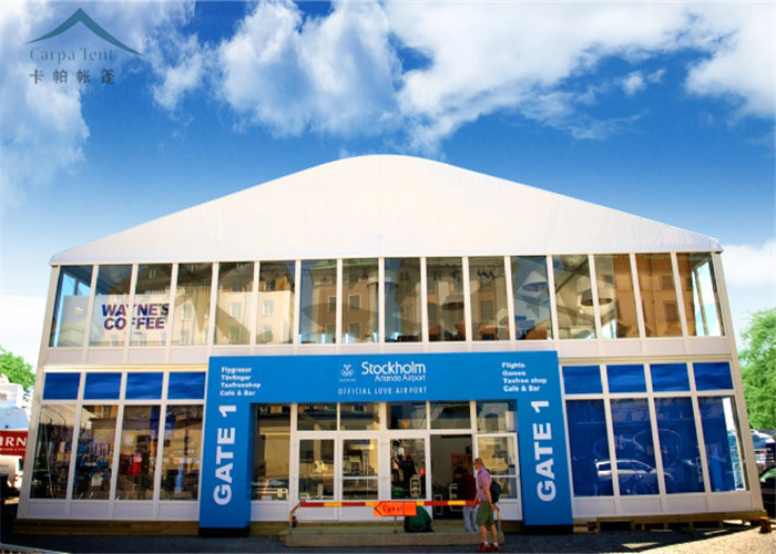 Glass Wall Outdoor Event Tent Double Decker 25m * 60m Aluminum Alloy Tent